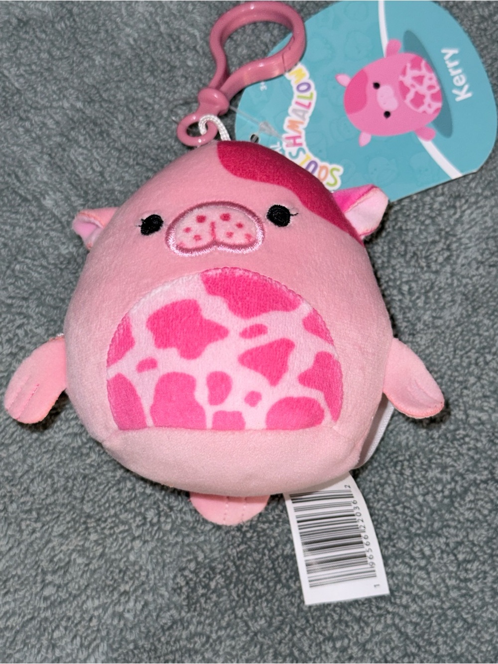NWT Squishmallows Kerry Pink Strawberry Milk SeaCow 3.5" Plush Clip